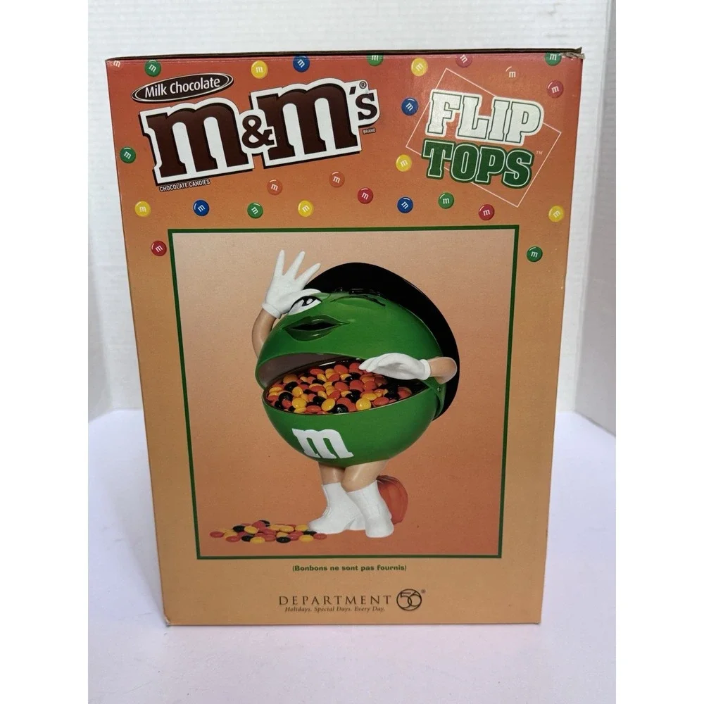 **EXTREMELY RARE!** VTG DEPARTMENT 56 BRAND NEW SEAL M&M's Green‎ Witch Flip Top